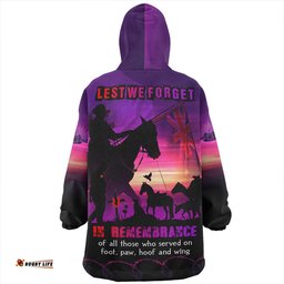 Australia Anzac Day In Honour Of All Who Served Wearable Blanket Hoodie Aussie Oodie