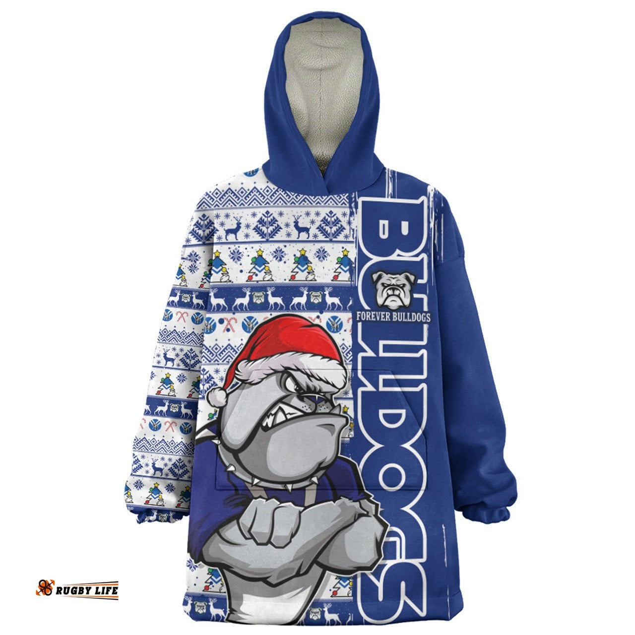 Canterbury Bankstown Bulldogs Merry Ugly Xmas Nordic Pattern Style Wearable Blanket Hoodie Aussie Oodie