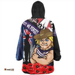 Fremantle Anzac Day Honor United In Spirit Wearable Blanket Hoodie Aussie Oodie