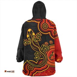 Australia Aboriginal Lizard Dreaming Outback Red Wearable Blanket Hoodie Aussie Oodie