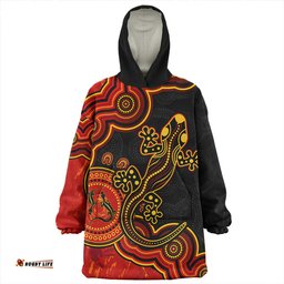 Australia Aboriginal Lizard Dreaming Outback Red Wearable Blanket Hoodie Aussie Oodie