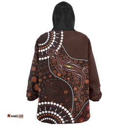 Australia Aboriginal Inspired Lizard With Dot Painting Pattern Wearable Blanket Hoodie Aussie Oodie