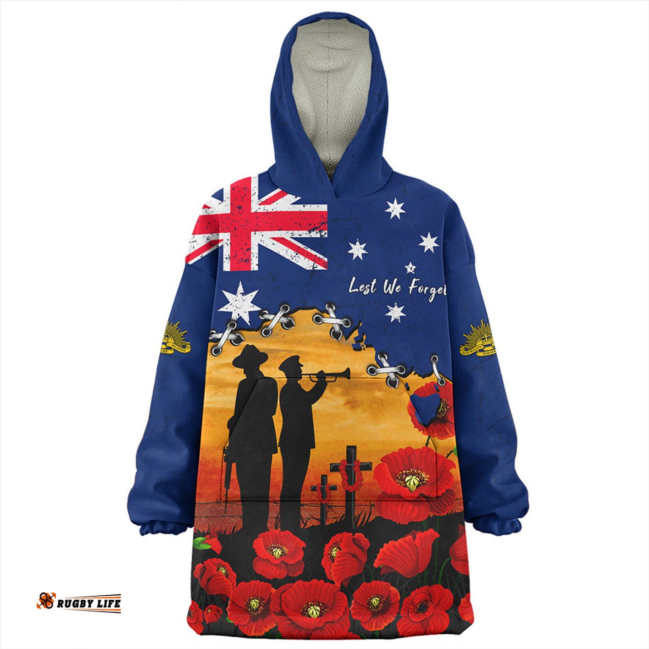 Australia Remembrance Day Fields Of Poppies Honoring The Fallen Wearable Blanket Hoodie Aussie Oodie
