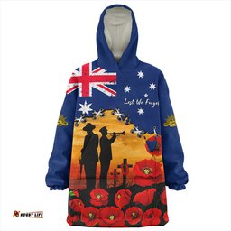 Australia Remembrance Day Fields Of Poppies Honoring The Fallen Wearable Blanket Hoodie Aussie Oodie