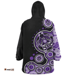 Australia Indigenous Turtle Aboriginal Dot Art Purple Wearable Blanket Hoodie Aussie Oodie