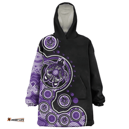 Australia Indigenous Turtle Aboriginal Dot Art Purple Wearable Blanket Hoodie Aussie Oodie
