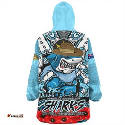 Cronulla Sutherland Sharks Ripped Legacy Of The Game The ANZAC Spirit Lives On Wearable Blanket Hoodie Aussie Oodie