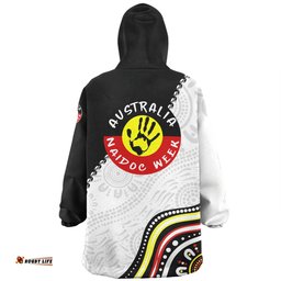 Australia Naidoc Week Indigenous Culture Inspired Keep the Fire Burning! Blak, Loud and Proud Wearable Blanket Hoodie Aussie Oodie