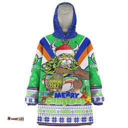 Canberra Raiders Christmas Custom Canberra Viking Santa Aussie Big Things Wearable Blanket Hoodie Aussie Oodie