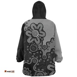 Australia Aboriginal Style Of Background Grey Wearable Blanket Hoodie Aussie Oodie