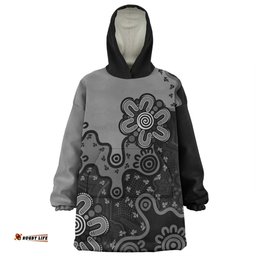 Australia Aboriginal Style Of Background Grey Wearable Blanket Hoodie Aussie Oodie
