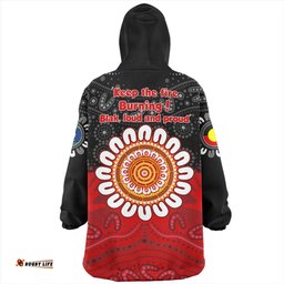 Australia Aboriginal Inspired Naidoc Half Concept Wearable Blanket Hoodie Aussie Oodie