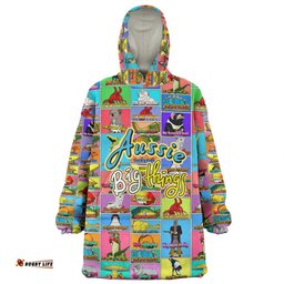 Australia Australia's Iconic Big Things Postage Stamps Style Wearable Blanket Hoodie Aussie Oodie