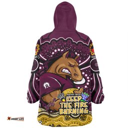 Brisbane Broncos Aboriginal Inspired Naidoc Week Custom For Die Hard Fan Supporters Wearable Blanket Hoodie Aussie Oodie