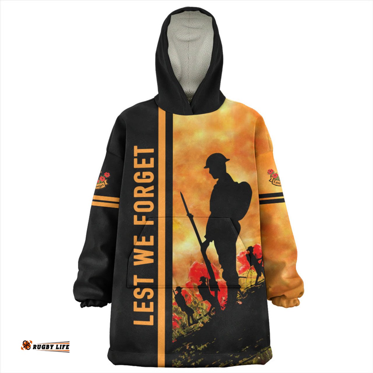 Australia Lest We Forget Quater Style Wearable Blanket Hoodie Aussie Oodie