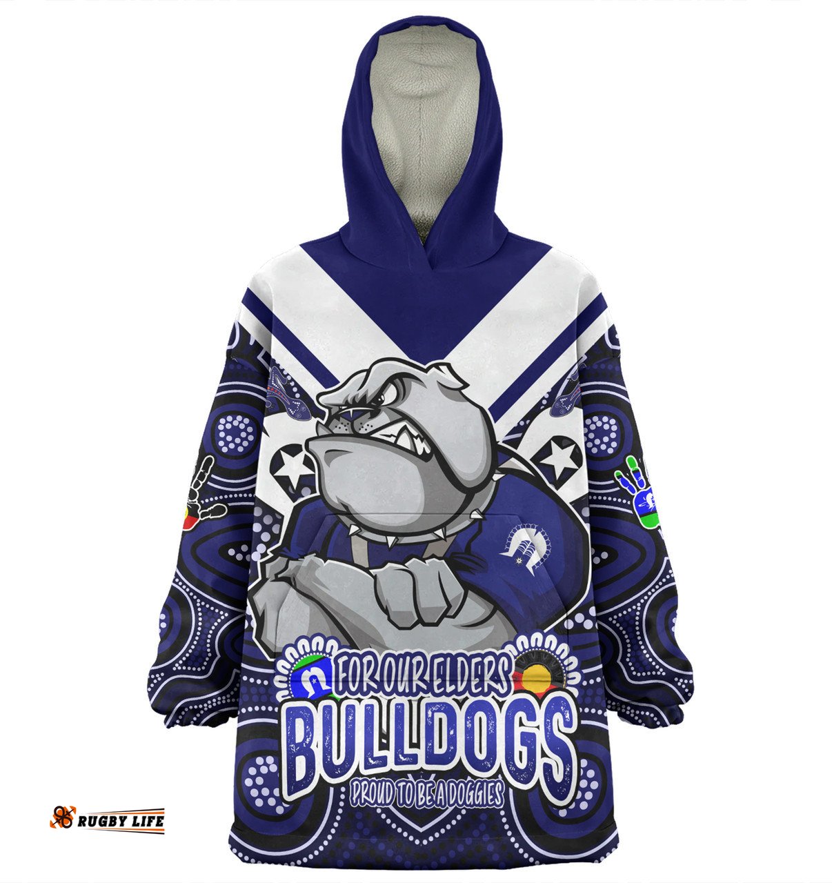 Canterbury Bankstown Bulldogs Naidoc Week Custom For Our Elders Bulldogs Aboriginal Inspired Wearable Blanket Hoodie Aussie Oodie