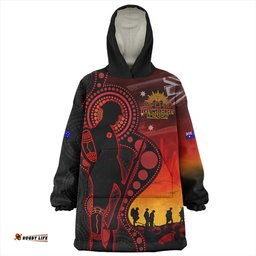 Australia ANZAC Day Aboriginal Guardians Of The Dawn Wearable Blanket Hoodie Aussie Oodie