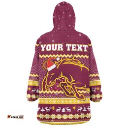 Brisbane Broncos Christmas Custom Ugly Xmas And Aboriginal Patterns For Die Hard Fan Wearable Blanket Hoodie Aussie Oodie