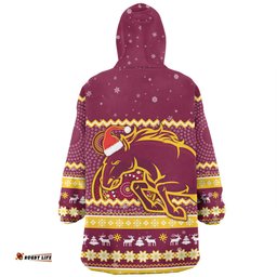 Brisbane Broncos Christmas Custom Ugly Xmas And Aboriginal Patterns For Die Hard Fan Wearable Blanket Hoodie Aussie Oodie