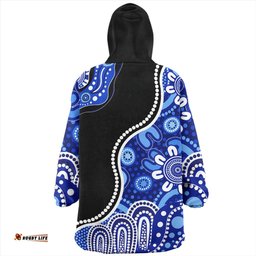 Australia Aboriginal Dot Painting Blue Wearable Blanket Hoodie Aussie Oodie