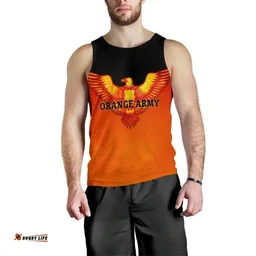 Orange Army Men's Tank Top Cricket Sporty Style A31