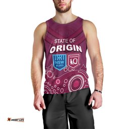 Custom State of Origin NSW Blues Vs QLD Maroon Rugby Men Tank Top Maroon Style