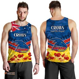 Adelaide Crows Football ANZAC Men Tank Top Lest We Forget