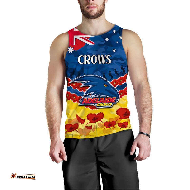 Adelaide Crows Football ANZAC Men Tank Top Lest We Forget