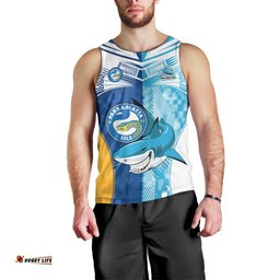 Custom NRL Shark Combine Eels Rugby Men Tank Top Sporty Style