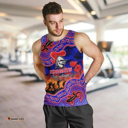 (Custom Personalised) Anzac Day NRL - Knights Men Tank Top Aboriginal Lizard Patterns