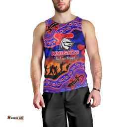 (Custom Personalised) Anzac Day NRL - Knights Men Tank Top Aboriginal Lizard Patterns