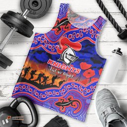 (Custom Personalised) Anzac Day NRL - Knights Men Tank Top Aboriginal Lizard Patterns