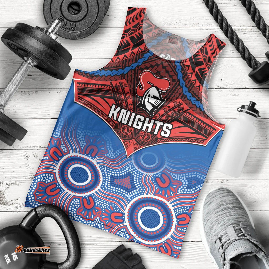 Knights Rugby Men Tank Top Aboriginal Mix Polynesian Pattern