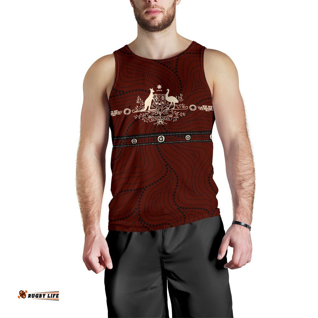 Men Tank Top - Australian Coat Of Arms Mens Tank Aboriginal Patterns