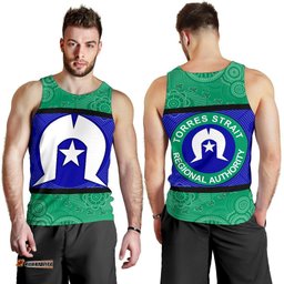 Men's Tank Top, Torres Strait Islands Flag With Aboriginal Patterns