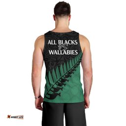 Australia Wallabies and Aotearoa Rugby Men Tank Top Kangaroo Black Fern Maori Green Vibe