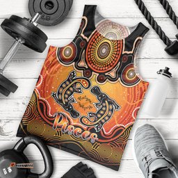 Personalised Australia Pisces  Platypus Zodiac Men Tank Top Auz Astrology Aboriginal - Red