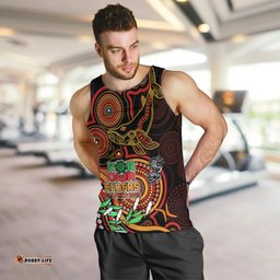 Dolphins Rugby Aboriginal Art Men Tank Top NAIDOC Indigenous Tribal