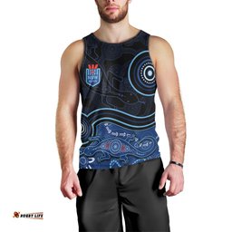 Personalised NSW Blues Rugby Indigenous Men Tank Top Lizard Aboriginal Dot Art