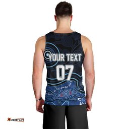 Personalised NSW Blues Rugby Indigenous Men Tank Top Lizard Aboriginal Dot Art