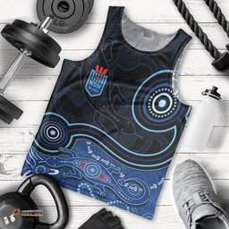 Personalised NSW Blues Rugby Indigenous Men Tank Top Lizard Aboriginal Dot Art