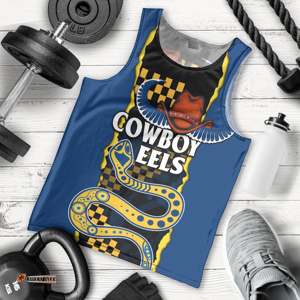 NRL Combine Cowboys and Parra Eels Men Tank Top Sporty Style