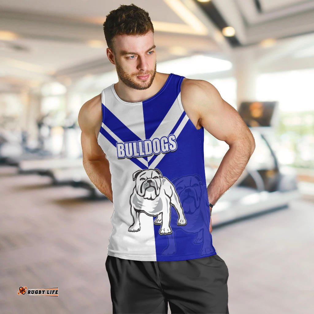 (Custom Text And Number) NRL Bulldogs Men Tank Top Mix Jersey