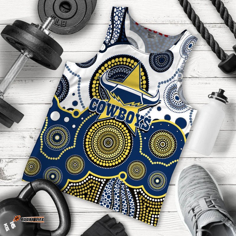 (Custom Personalised And Number) Cowboys Rugby Men Tank Top Aboriginal
