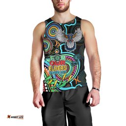 Custom Magpies Football Aboriginal Art Men Tank Top NAIDOC Indigenous Tribal