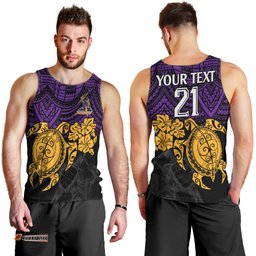 Custom Storm Rugby Men Tank Top Melbourne Hibiscus and Turtle With Polynesian Pattern