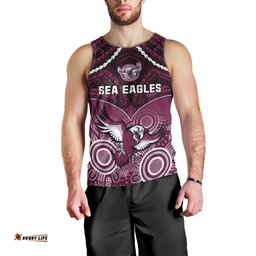 Sea Eagles Rugby Men Tank Top Aboriginal Mix Polynesian Pattern