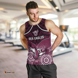 Sea Eagles Rugby Men Tank Top Aboriginal Mix Polynesian Pattern