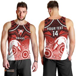 Personalised Sydney Swans Football Men Tank Top Go Swannies Aboriginal Mix Polynesian Pattern