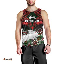 Personalised Rabbitohs Rugby Men Tank Top Souths 1908 Aboriginal Mix Polynesian Pattern